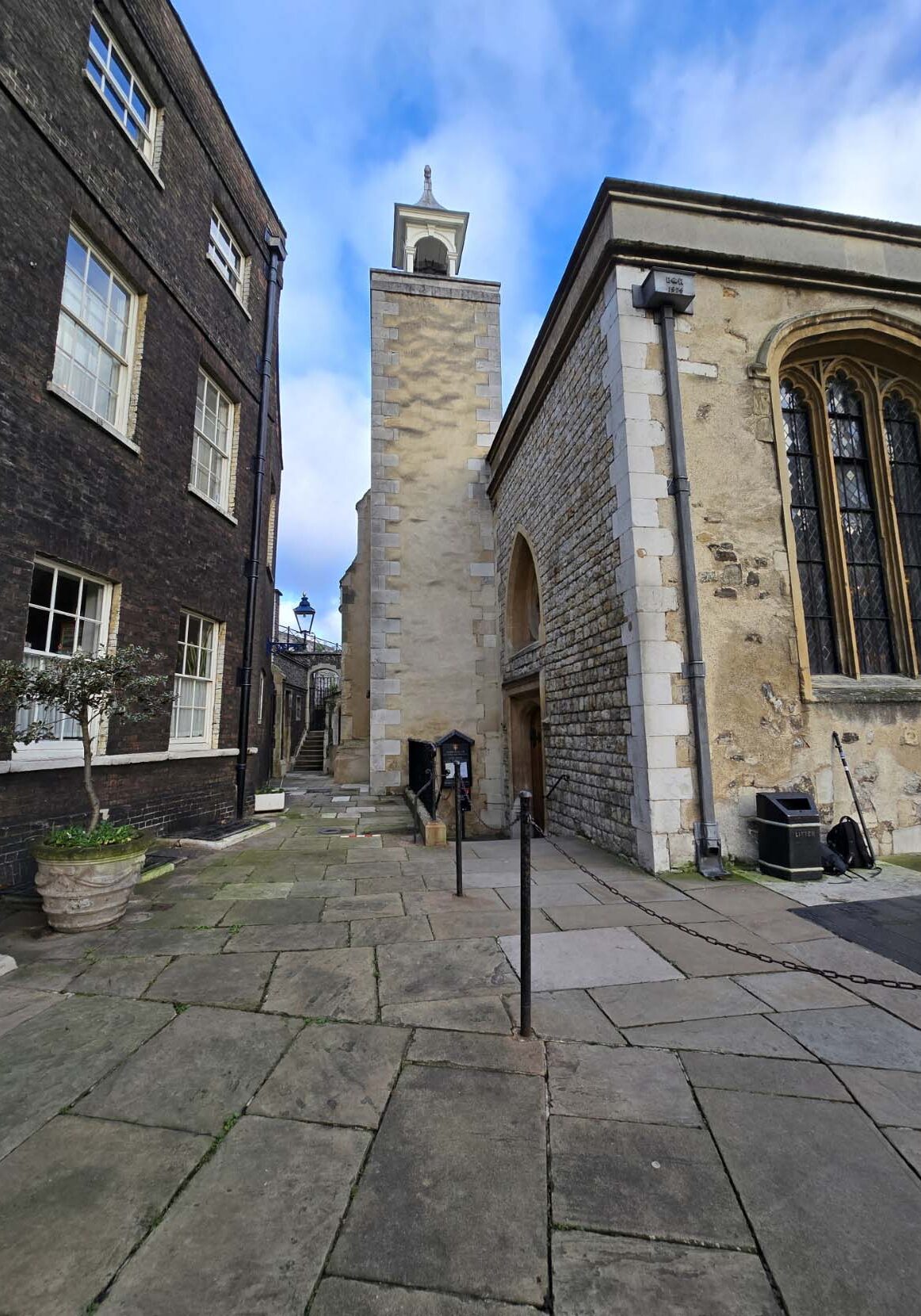 The work focused on the Chapel Royal of St Peter ad Vincula, seen here before digging started. This building has been part of the Tower for centuries, but much of what lies beneath was still a mystery.
