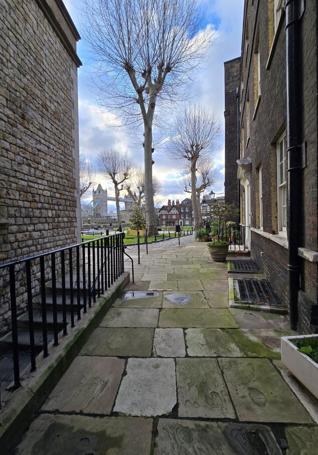 This is the site before excavation began, with Tower Bridge in the background. The investigation centred on the chapel area, where we hoped to find clues to its medieval past.