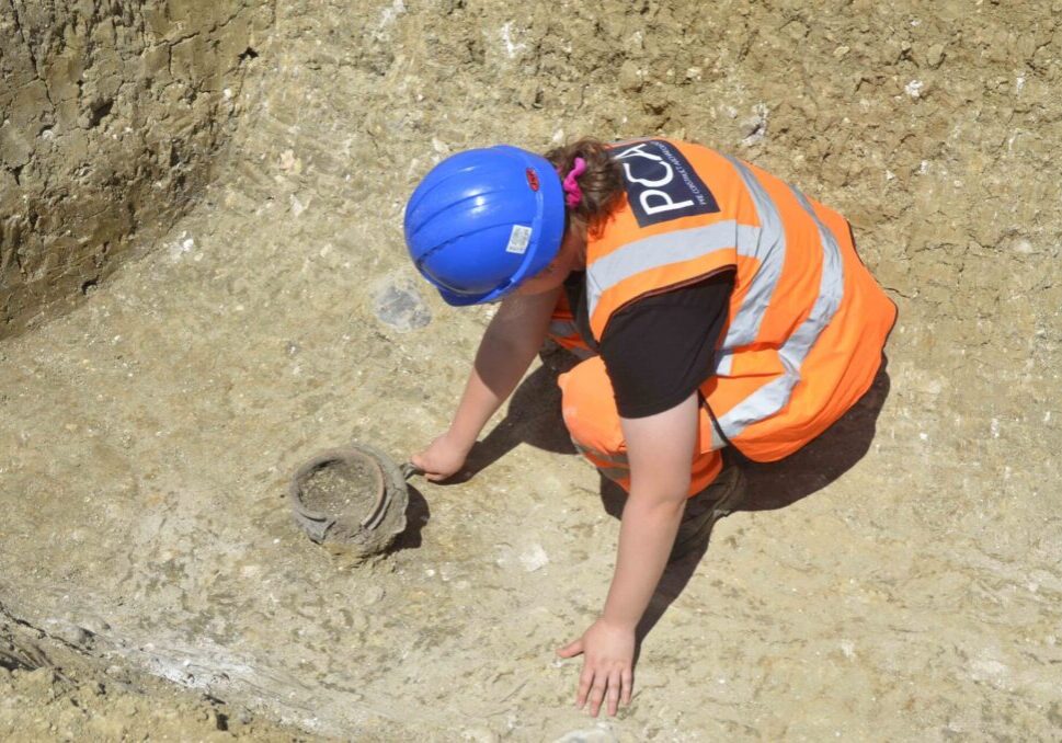 A complete pot under excavation