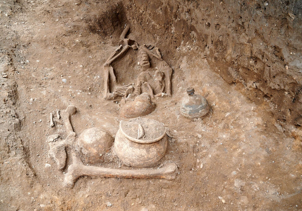 One of the burials during excavation