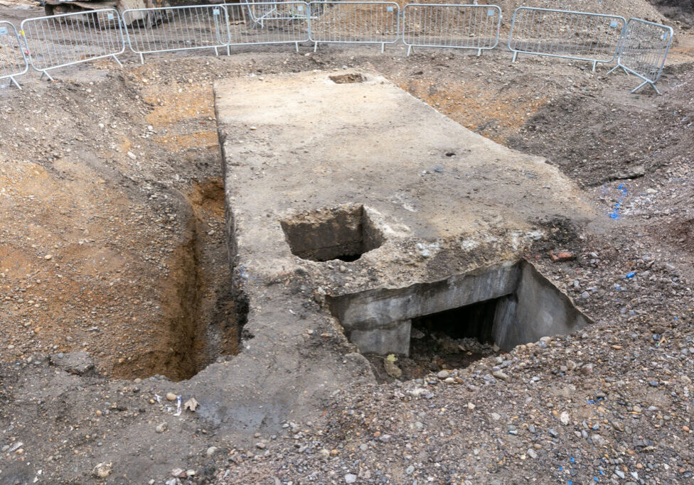 View showing the two airshafts and entrances